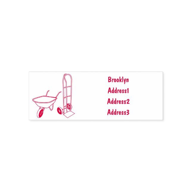Wheelbarrow & hand trolley cartoon illustration self-inking stamp (Design)