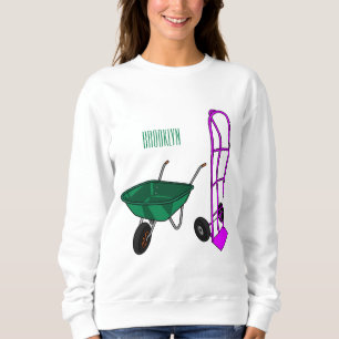 Wheelbarrow & hand trolley cartoon illustration sweatshirt