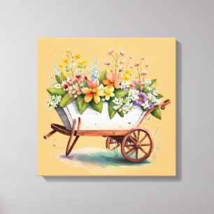 Wheelbarrow Of Flowers Canvas Print