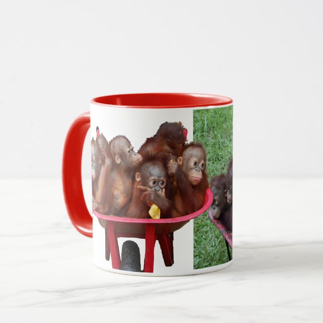 Wheelbarrow Orangutans Mug (Front Left)