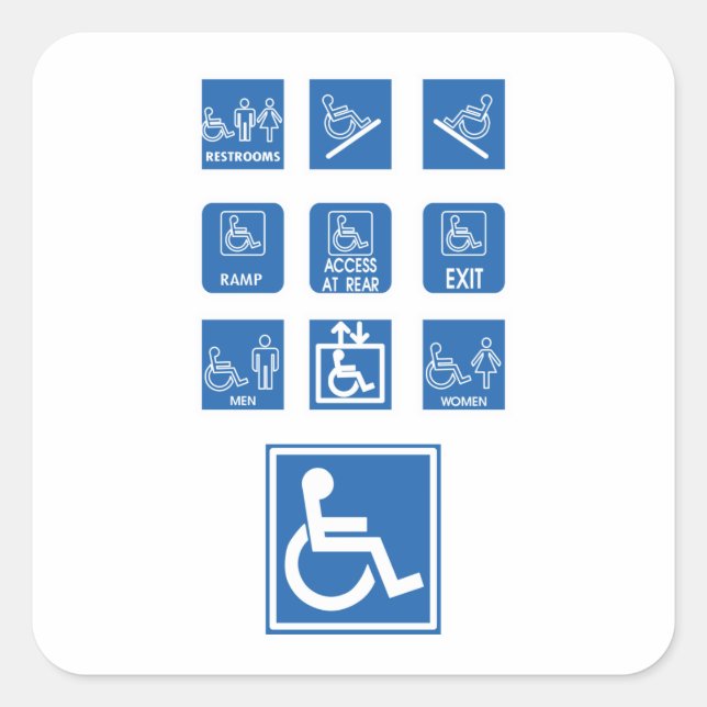 Wheelchair Accessibility Signs Square Sticker (Front)