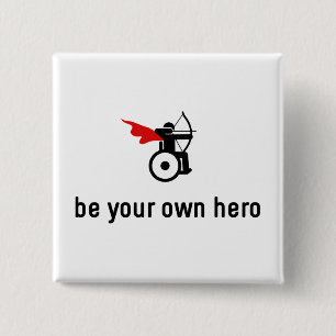 Wheelchair Archery Hero 15 Cm Square Badge