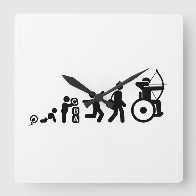 Wheelchair Archery Square Wall Clock (Front)
