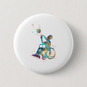 Wheelchair Basketball 1 6 Cm Round Badge
