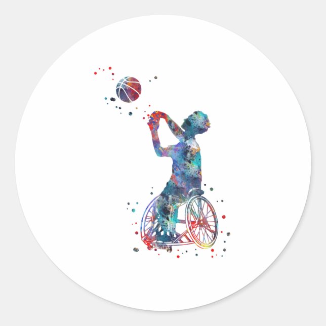 Wheelchair Basketball  Classic Round Sticker (Front)