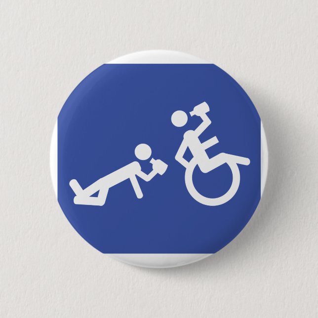 wheelchair boozer 6 cm round badge (Front)
