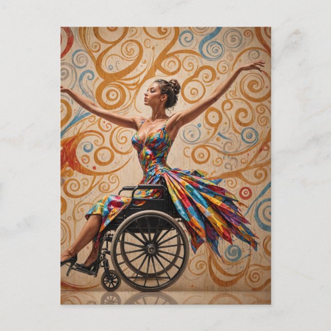 Wheelchair Dancing Lady  Postcard (Front)