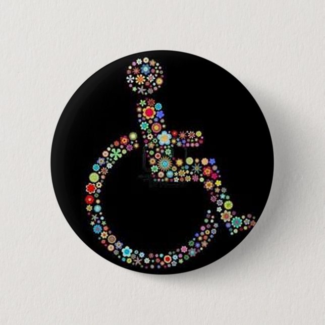 wheelchair_funky_zazzle.jpeg 6 cm round badge (Front)