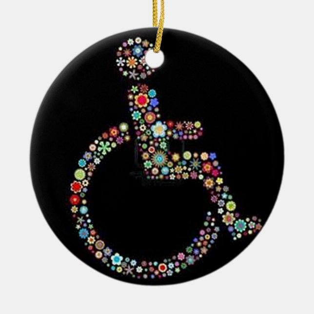 wheelchair_funky_zazzle.jpeg ceramic tree decoration (Front)