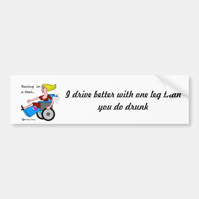Wheelchair Girl in Heel Amputee Bumper Sticker (Front)