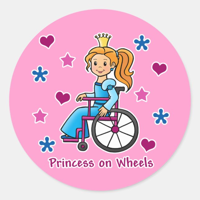 Wheelchair Princess Classic Round Sticker (Front)