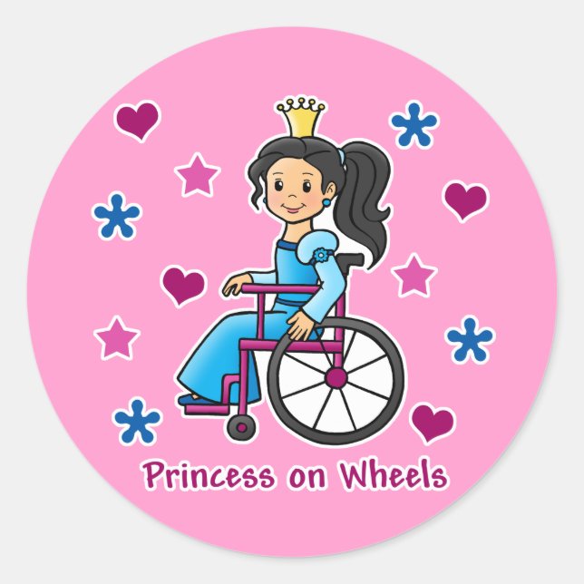 Wheelchair Princess Classic Round Sticker (Front)