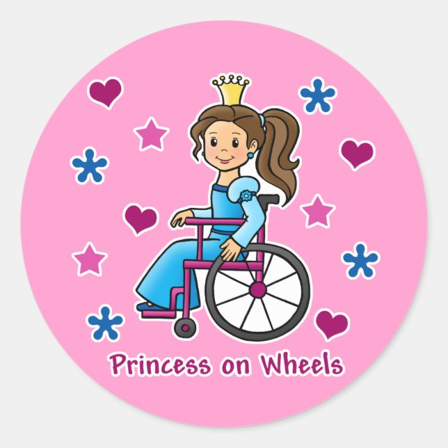 Wheelchair Princess Classic Round Sticker (Front)