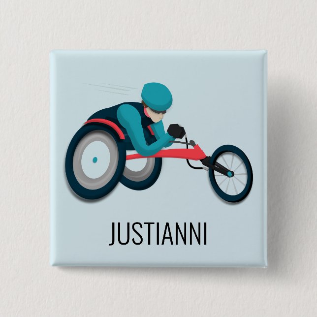 Wheelchair Racing 15 Cm Square Badge (Front)