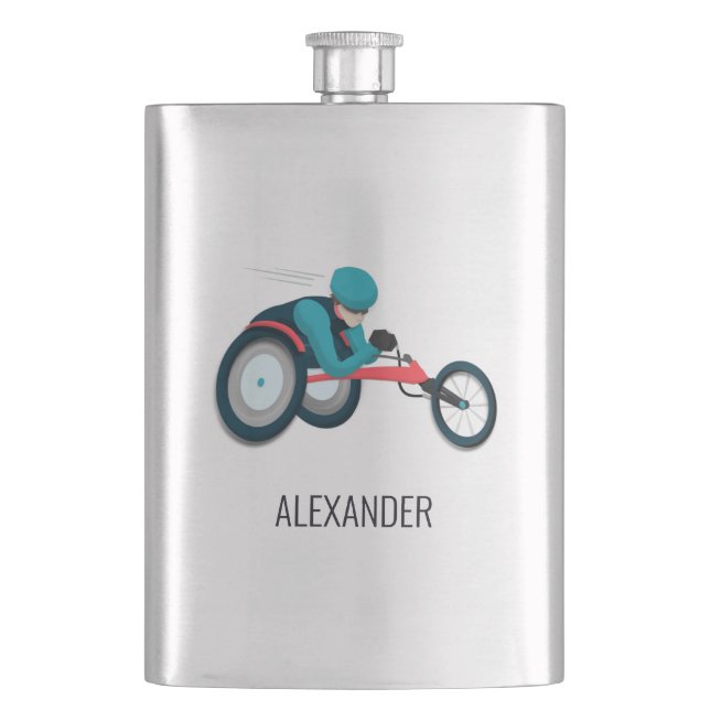 Wheelchair Racing Hip Flask (Front)