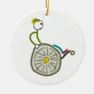 Wheelchair Stickman Ceramic Tree Decoration
