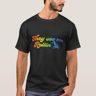 Wheelchair - they see me rollin’ retro  T-Shirt