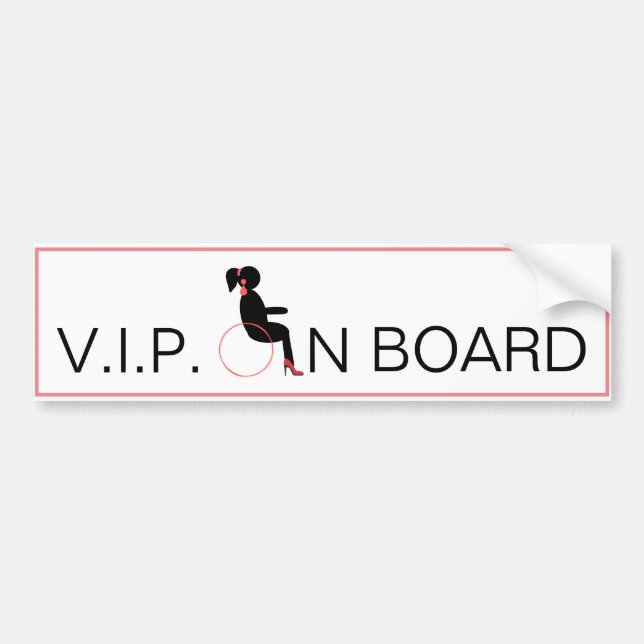 Wheelchair V.I.P On Board Fun Female Pink Bumper Sticker (Front)