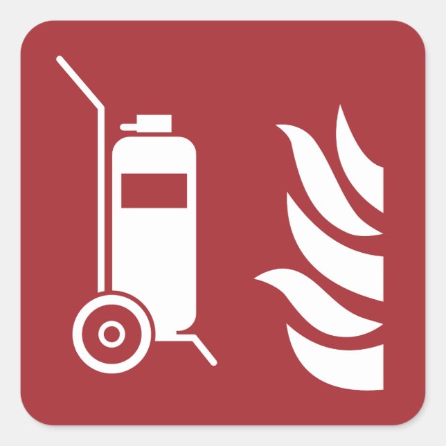 Wheeled Fire Extinguisher Safety Sign Square Sticker (Front)