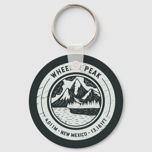Wheeler Peak New Mexico Hiking Skiing Travel Key Ring (Front)