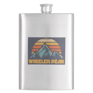 Wheeler Peak New Mexico Retro Turquoise Hip Flask