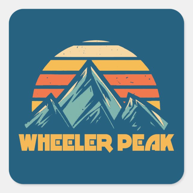 Wheeler Peak New Mexico Retro Turquoise Square Sticker (Front)