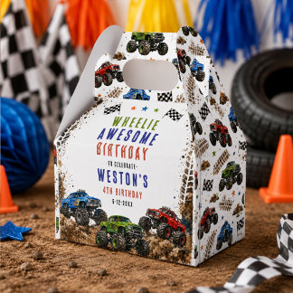 Wheelie Awesome Monster Truck 4Th Birthday boy Favour Box