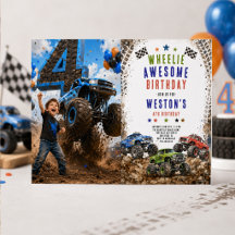 Wheelie Awesome Monster Truck 4Th Birthday boy