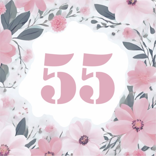 Wheelie Bin House Number Pastel Pink Flowers (Front)