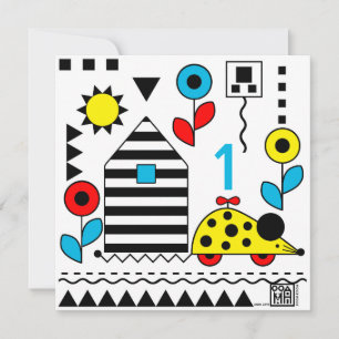 Wheelie Mouse and House Card - personalise