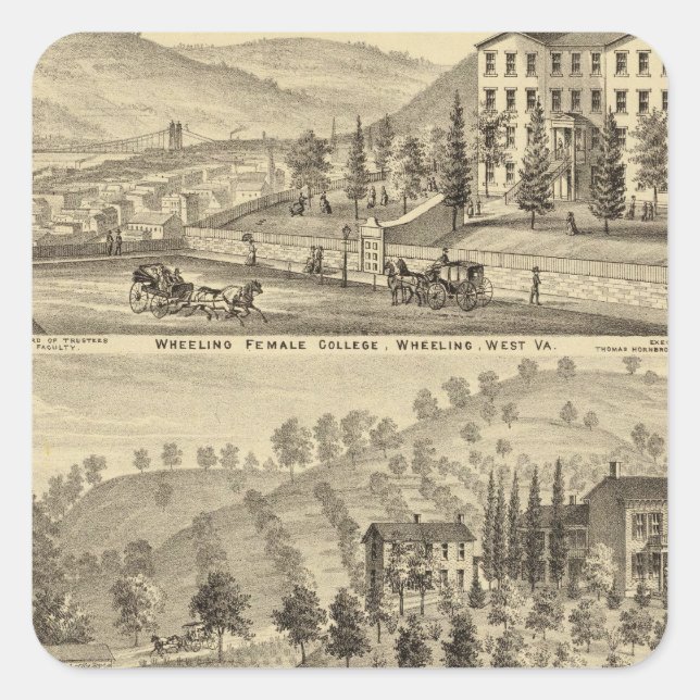 Wheeling Female College, Wheeling Square Sticker (Front)