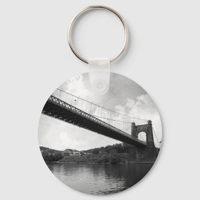 Wheeling Suspension Bridge B&W Key Ring (Front)