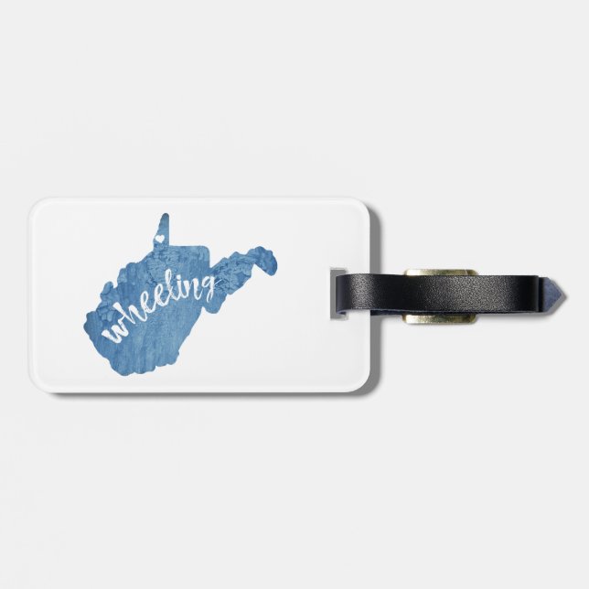 Wheeling West Virginia Wood Grain Luggage Tag (Back Horizontal)