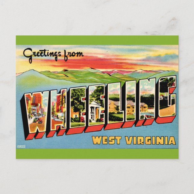 Wheeling WV Vintage Postcard (Front)