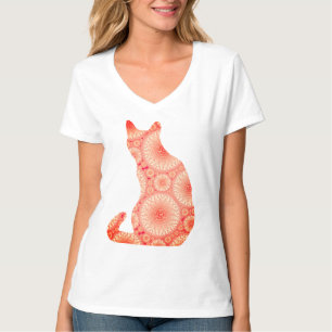 "Wheels of Light" Cat - coral orange T-Shirt
