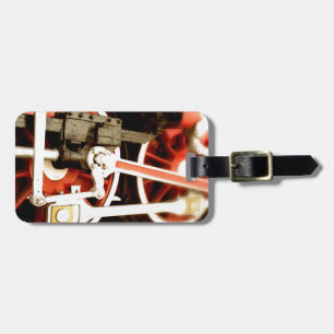 Wheels of steam locomotive luggage tag