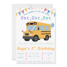 Wheels on the Bus Birthday Invitation