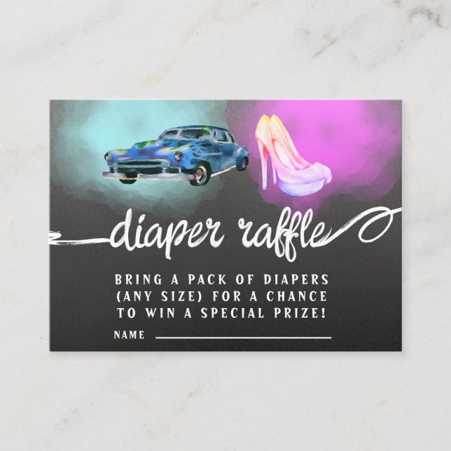 Wheels or heels diaper raffle Enclosure Card. Card (Front)