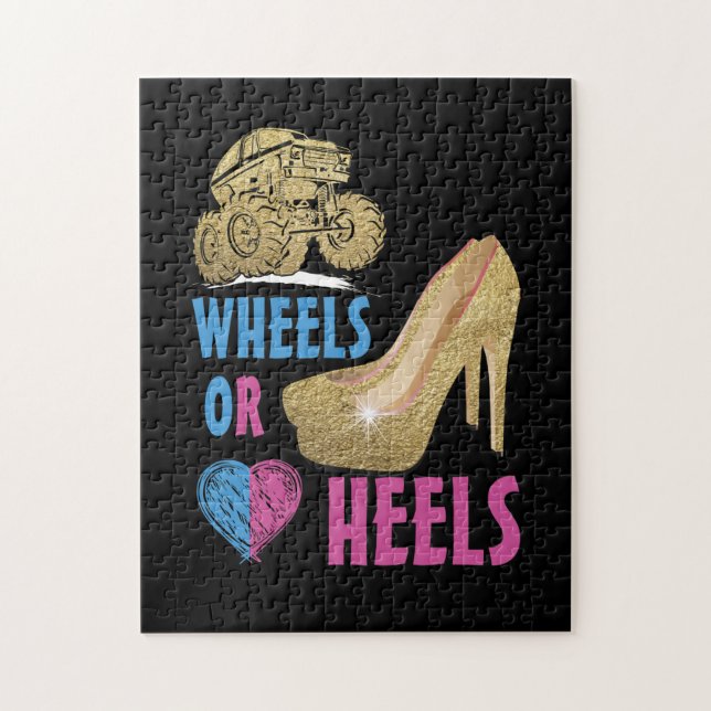 Wheels Or Heels Your Mummy Loves You Gender Reveal Jigsaw Puzzle (Vertical)