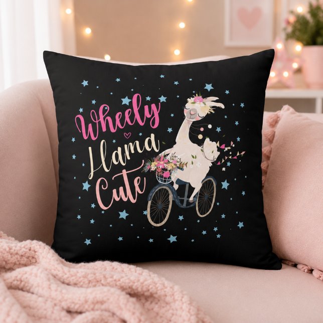 Wheely Llama Cute Personalised Throw Pillow  (Creator Uploaded)