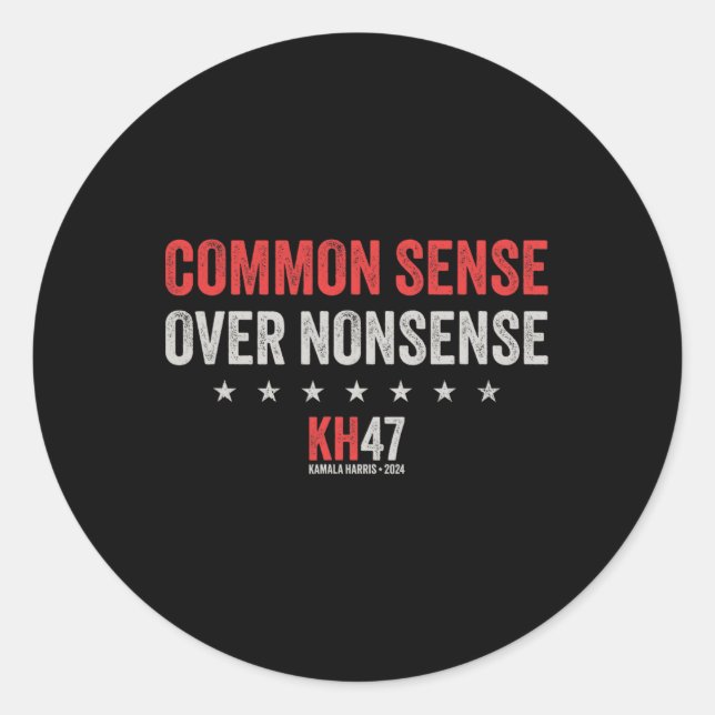 Wheimer 2024 Common Sense Over Nonsense  Classic Round Sticker (Front)