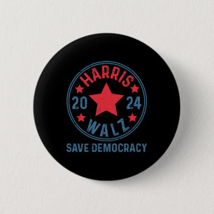 Wheimer 2024 Save Democracy Kamala Harris Tim Walt 6 Cm Round Badge