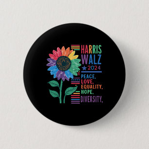 Wheimer Peace Love Equality Hope Diversity Kamala 6 Cm Round Badge