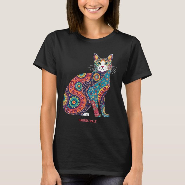 Wheimer Psychedelic Cat Mandala  T-Shirt (Front)