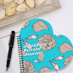Whelk Shells Illustrated Custom Heart-shaped Notebook