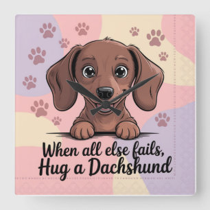 When All Else Fails, Hug a Dachshund Square Wall Clock