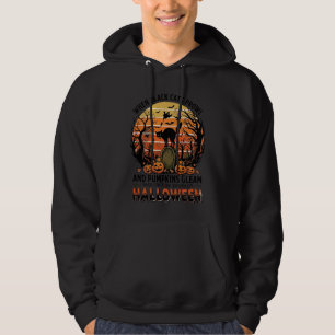 When Black Cats Prowl Halloween Cat Tombstone Pump Hoodie