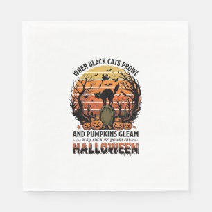 When Black Cats Prowl Halloween Cat Tombstone Pump Napkin