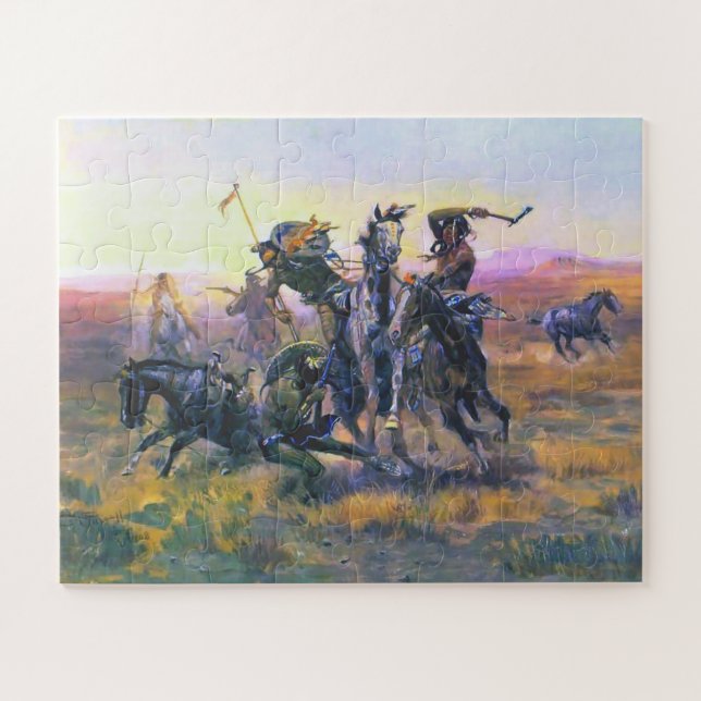 When Blackfoot And Sioux Meet CM Russell Jigsaw Puzzle (Horizontal)