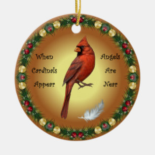 When Cardinals Appear,  Angels Are Near, Christmas Ceramic Tree Decoration
